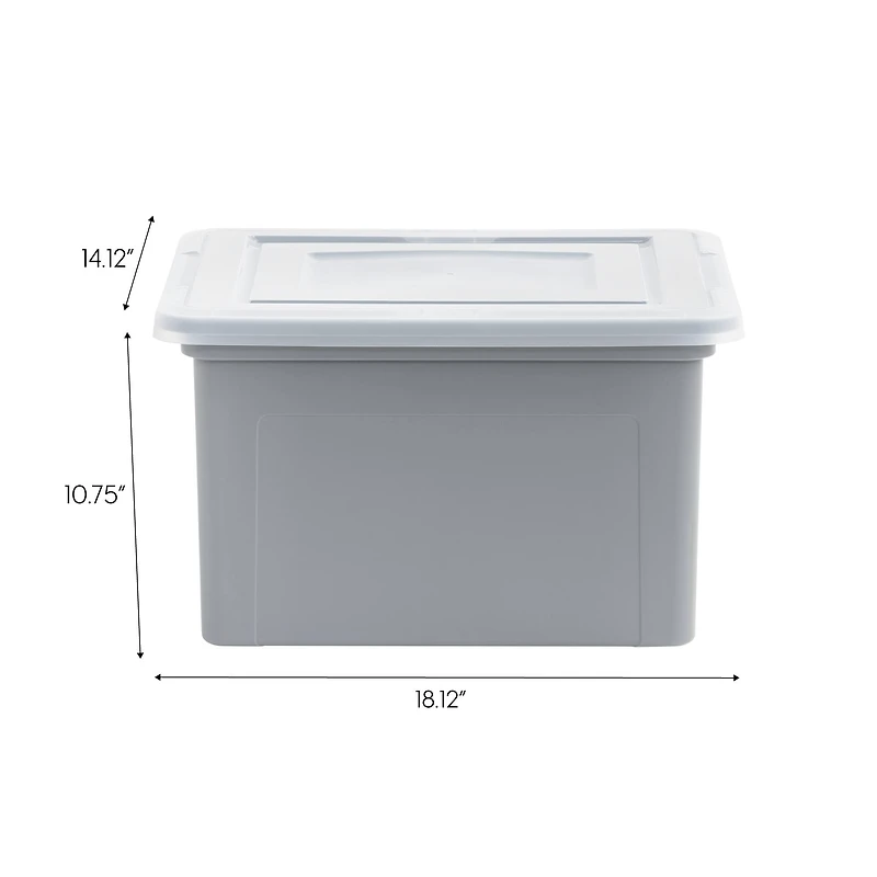 IRIS Gray & Clear 35qt. Snap Tight Plastic File Organizer Box With Lid