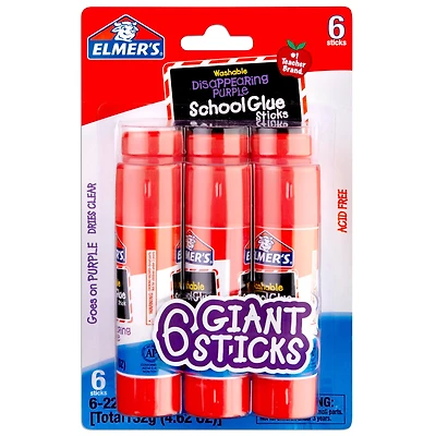 8 Packs: 6 ct. (48 total) Elmer's® Giant Washable Disappearing Purple School Glue Sticks
