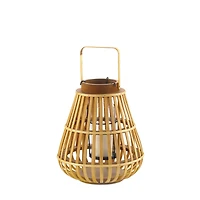 11" Slat Wood Candle Holder Lantern