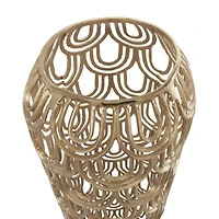 35" Gold Art Deco Arches Aluminum Vase