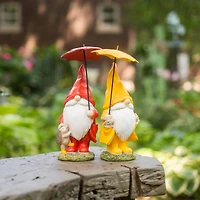 Garden Gnomes with Umbrellas & Woodland Animals Set