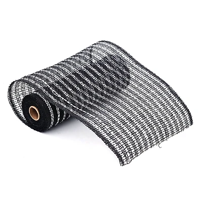 10" x 19ft. Black & White Stripe Poly Burlap Mesh by Celebrate It™