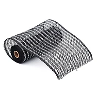 10" x 19ft. Black & White Stripe Poly Burlap Mesh by Celebrate It™