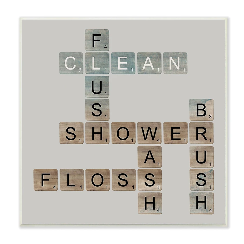 Stupell Industries Scrabble Bathroom Illustration, 12" x 12"