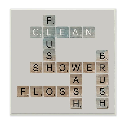 Stupell Industries Scrabble Bathroom Illustration, 12" x 12"