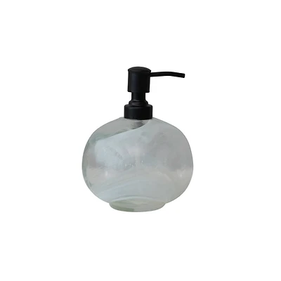 Hello Honey® White & Black Marbled Glass Soap Dispenser with Pump
