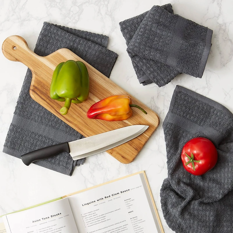 DII® Solid Mineral Gray Waffle Terry Dishtowels, 4ct.