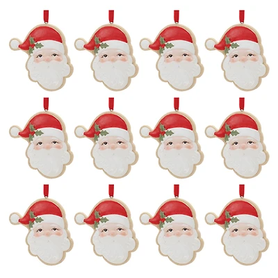 Frosted Santa Cookie Ornaments, 12ct.