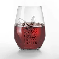 15oz. Hoppy Easter Bunny Glasses Engraved Stemless Wine Glass