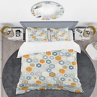 Designart 'Retro Hexagon Pattern IX' Mid-Century Duvet Cover Set