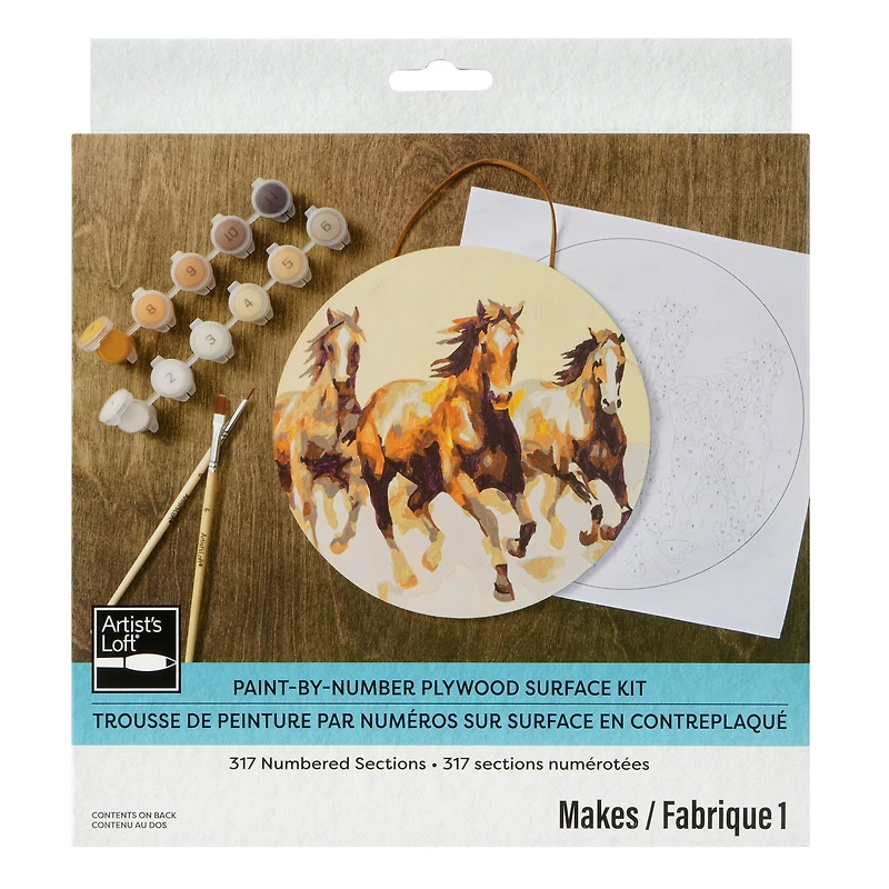 Horses Paint-by-Number Plywood Surface Kit by Artist's Loft®