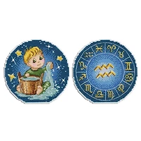 MP Studia Zodiac Signs Aquarius Plastic Canvas Counted Cross Stitch Kit