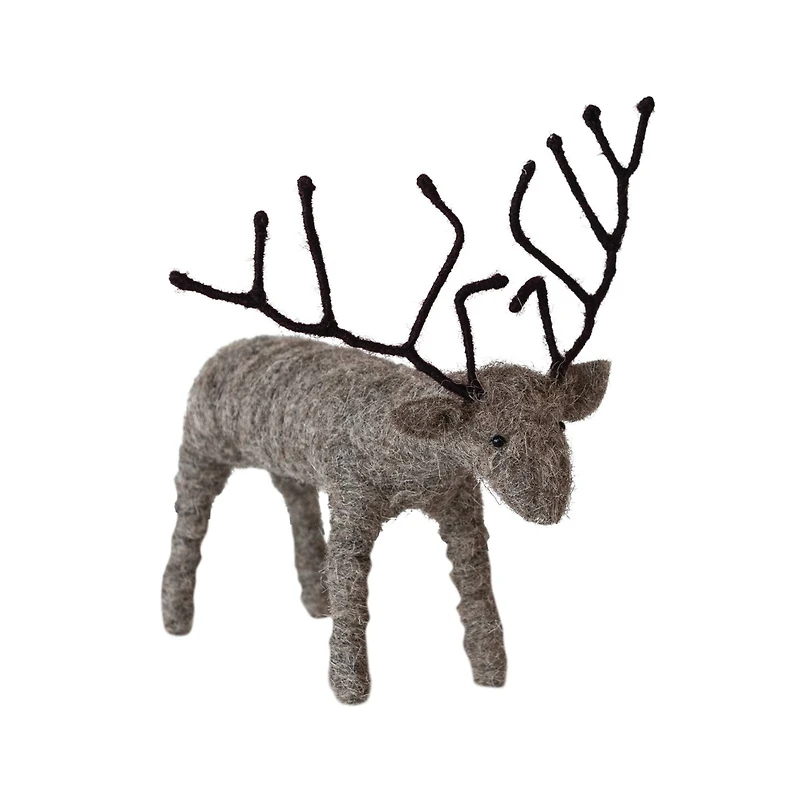 Hello Honey® 8" Gray Handmade Wool Felt and Wire Reindeer