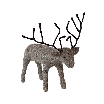 Hello Honey® 8" Gray Handmade Wool Felt and Wire Reindeer