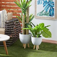 Gray Contemporary Planter Set