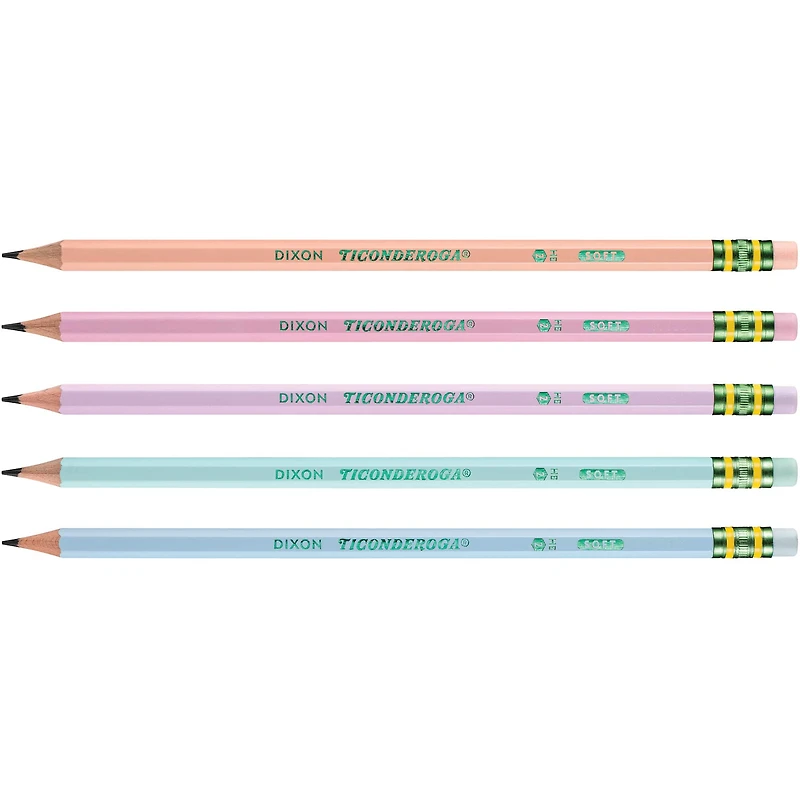 Ticonderoga® No.2 HB Pastel Wood-Cased Pencil Set