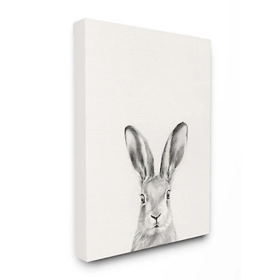 Stupell Industries Bunny Rabbit Portrait Grey Drawing Design Canvas Wall Art
