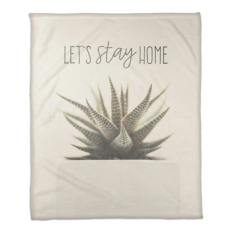 Let's Stay Home Aloe 50" x 60" Coral Fleece Blanket