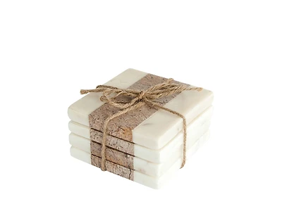 Hello Honey® Square Marble Coasters with Jute String Set