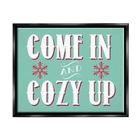 Stupell Industries Come In & Cozy Up Snowflake Phrase Framed Floater Canvas Wall Art