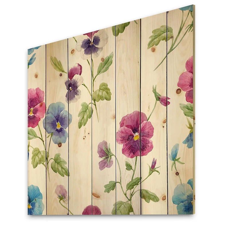 Designart - Pink and Blue Pansy Flowers II