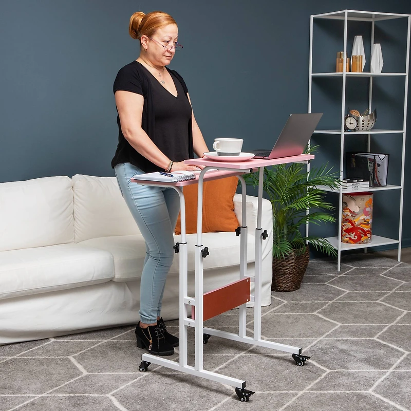 Mind Reader Portable Standing Adjustable Height Rolling Computer Desk
