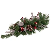 32" Frosted Pine Cone & Berries Artificial Christmas Candle Holder Centerpiece
