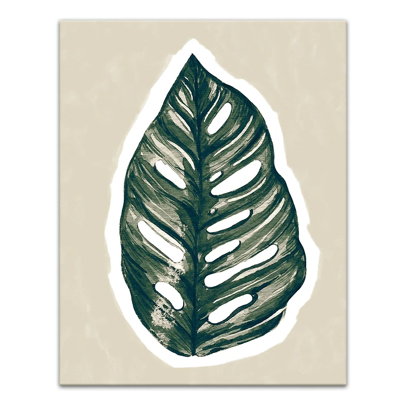 Navy Tropical Leaf 11" x 14" Canvas Wall Art