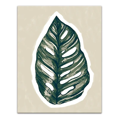 Navy Tropical Leaf 11" x 14" Canvas Wall Art