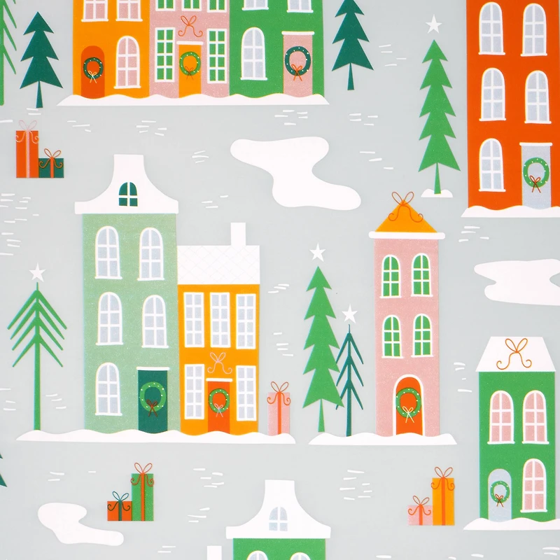 30" x 24ft. Townhouse Print Foil Gift Wrap by Celebrate It™