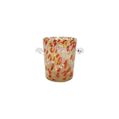 Hello Honey 3.5-Quart Confetti Glass Ice Bucket with Handles, Orange, Pink and Yellow