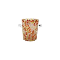 Hello Honey 3.5-Quart Confetti Glass Ice Bucket with Handles, Orange, Pink and Yellow