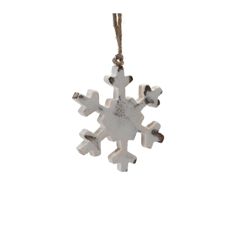 Whitewashed Wood Snowflake Ornament Set
