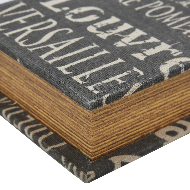 Black French Themed Typography Wood Traditional Box Set