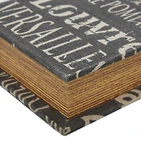 Black French Themed Typography Wood Traditional Box Set