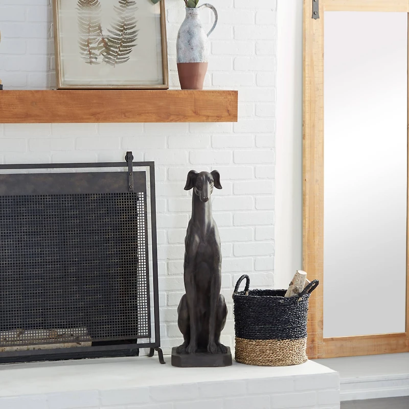 31" Brown Farmhouse Dog Sculpture