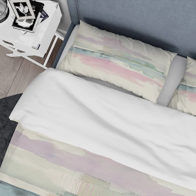 Designart 'Pink Lifting Fog' Geometric Bedding Set
