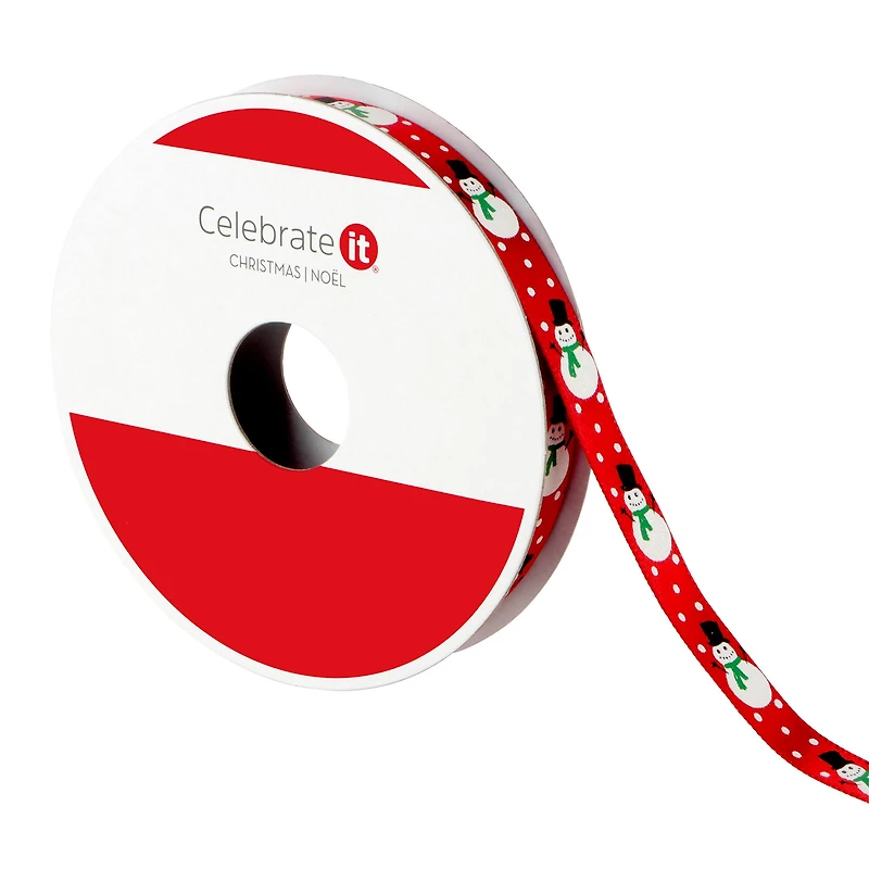 3/8" x 12ft. Red Snowman Ribbon by Celebrate It® Christmas