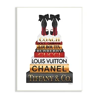 Stupell Industries Designer Bow Heels on Deluxe Glam Bookstack Wall Plaque