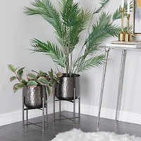 Black Modern Planter, Set of 2" 19", 17"