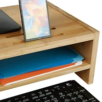 Mind Reader Brown 6 Compartment Monitor Stand Organizer