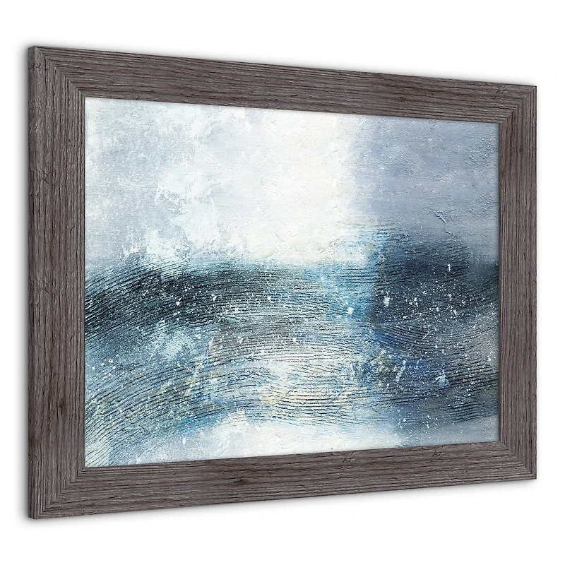 Galaxy Abstract Blues Wall Print in Western Gray Frame
