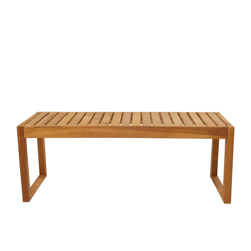 47" Brown Teak Wood Slatted Outdoor Accent Table