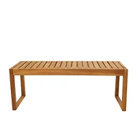 47" Brown Teak Wood Slatted Outdoor Accent Table