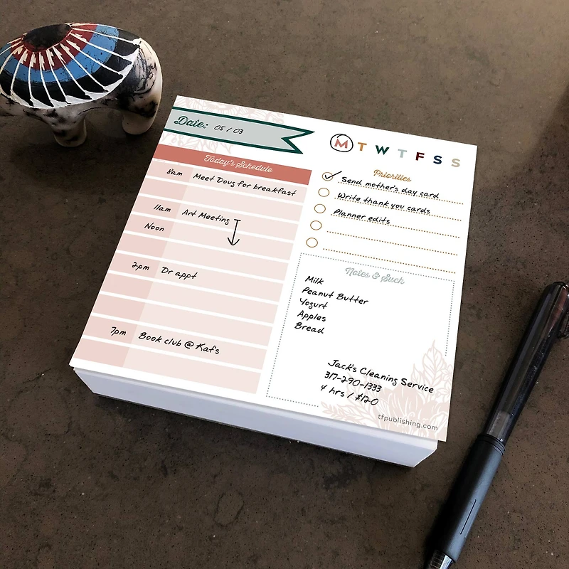 TF Publishing Undated Boho Daily Note Block Desktop