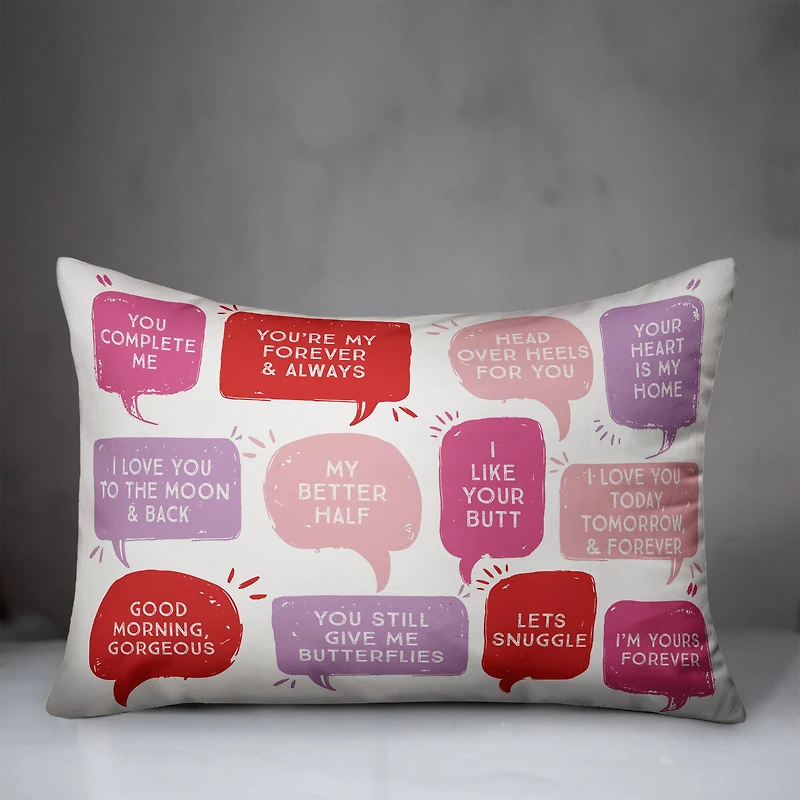 20" Valentines Love Phrases Accent Pillow