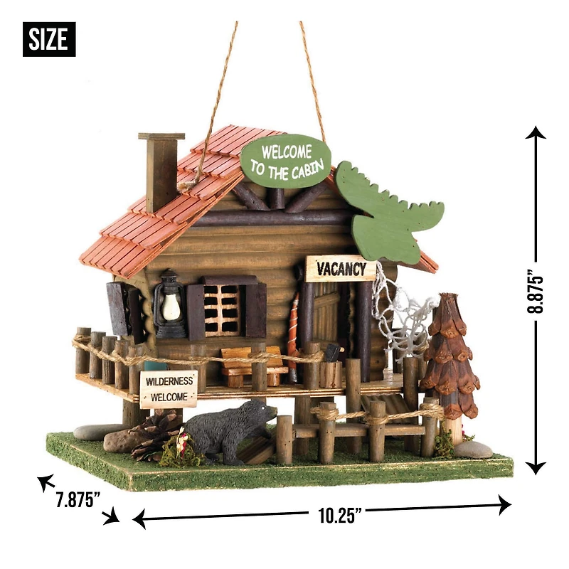10.25" Rustic Woodland Cabin Birdhouse