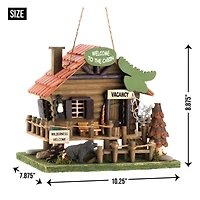 10.25" Rustic Woodland Cabin Birdhouse