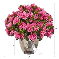 17" Pink Azalea in Silver Planter