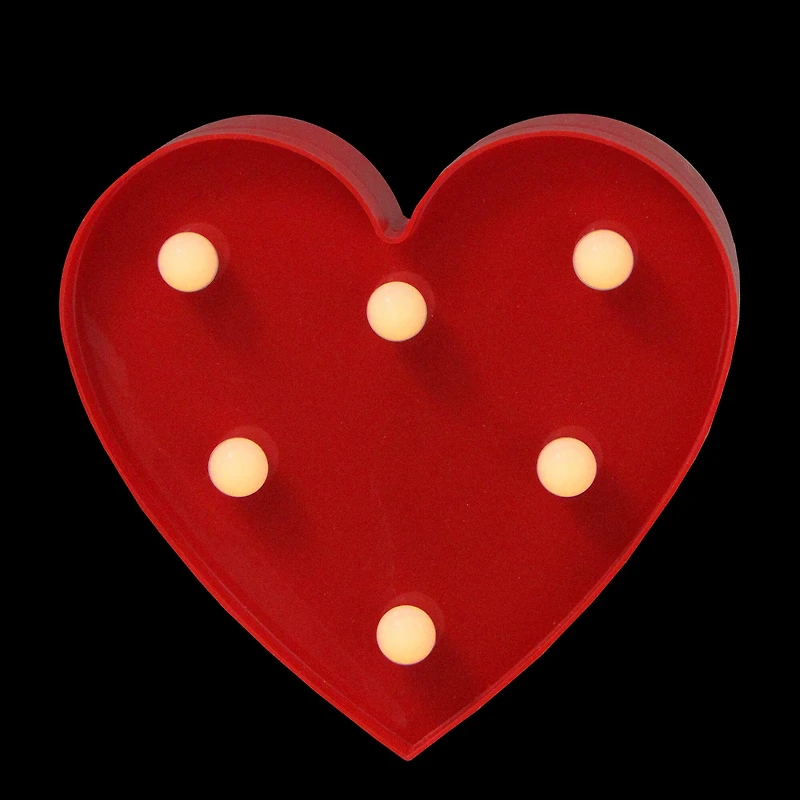 6" Red Heart LED Valentine's Day Marquee Wall Sign